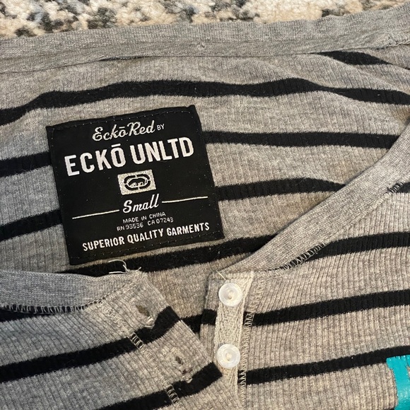 Ecko Unlimited Gray Striped Henley Shirt - Picture 3 of 3